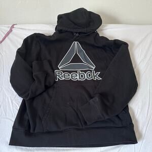 Men's Sweatshirt Hoodie Reebok Black and Silver Logo Size XL Pullover Sports